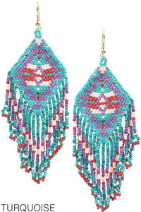 Beaded Earrings - Navajo Aztec