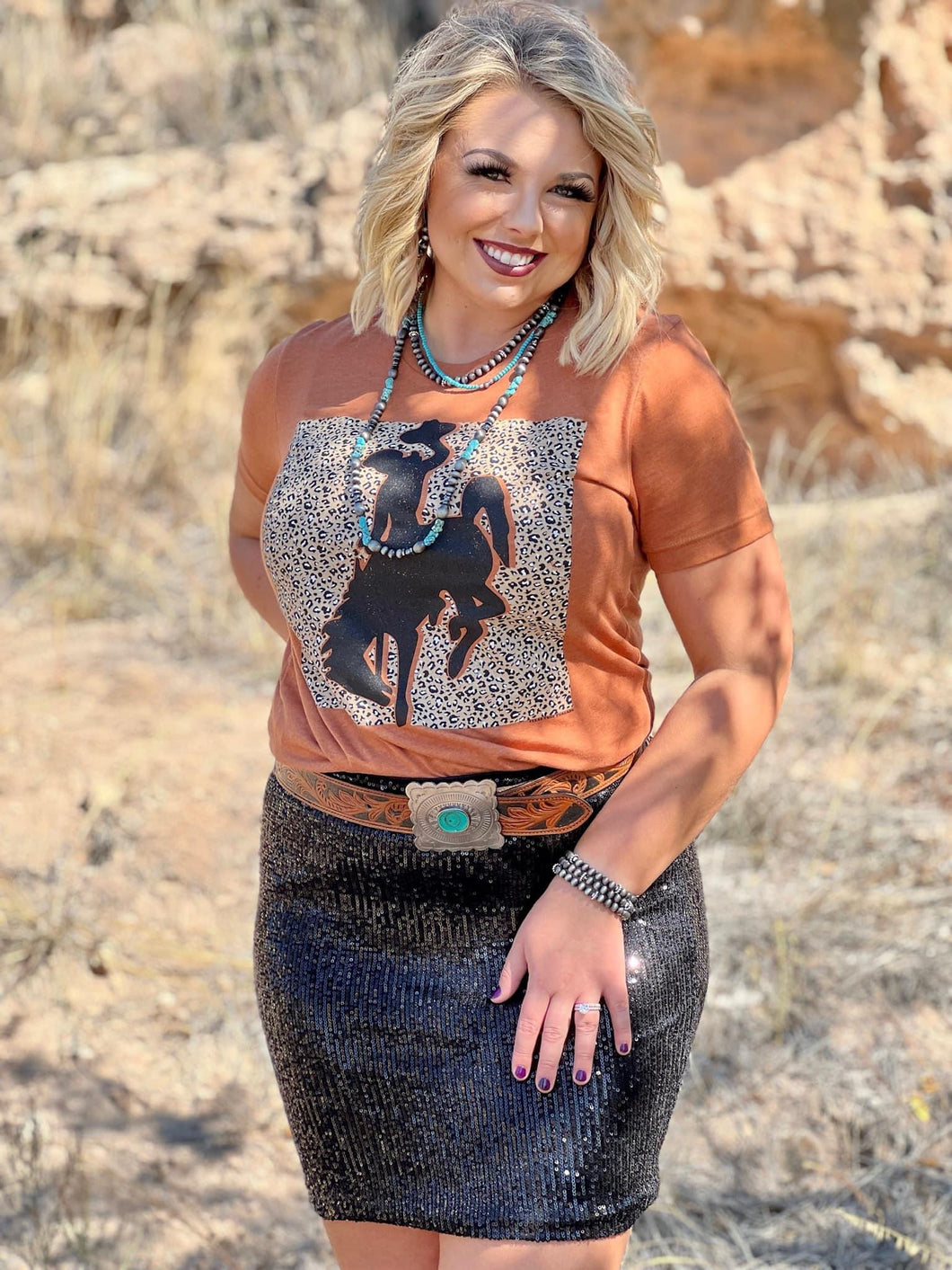 Leopard Bronc Rider Tee