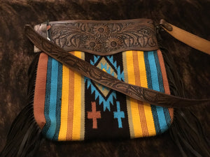 Saddle Blanket Purse - Black/Yellow/Turquoise