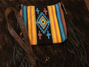 Saddle Blanket Purse - Black/Yellow/Turquoise