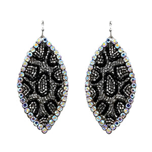 Seed Bead W/Rhinestone Marquise Earrings