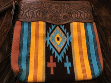 Load image into Gallery viewer, Saddle Blanket Purse - Black/Yellow/Turquoise
