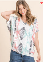 Load image into Gallery viewer, Aztec Dolman Sleeve V Neck Top
