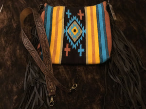 Saddle Blanket Purse - Black/Yellow/Turquoise