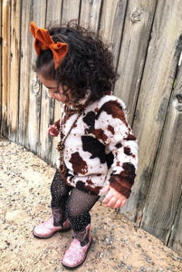 Kids - Brown Cow Print Sherpa