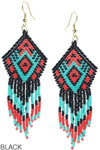 Beaded Earrings - Navajo Aztec