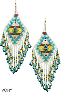 Beaded Earrings - Navajo Aztec