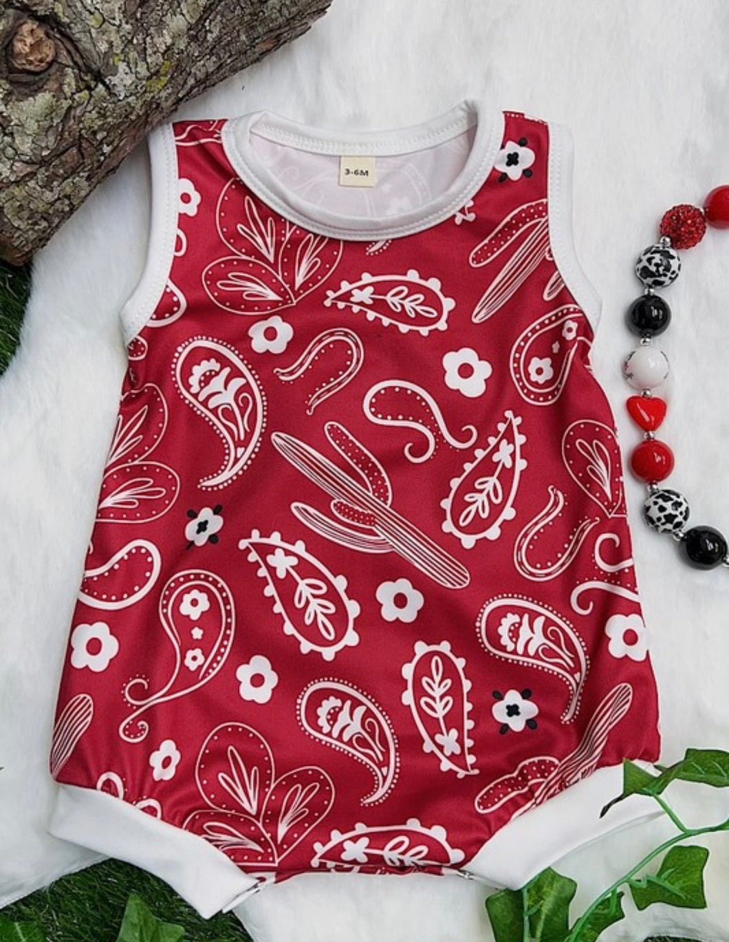 Kids - Red Paisley Onesie